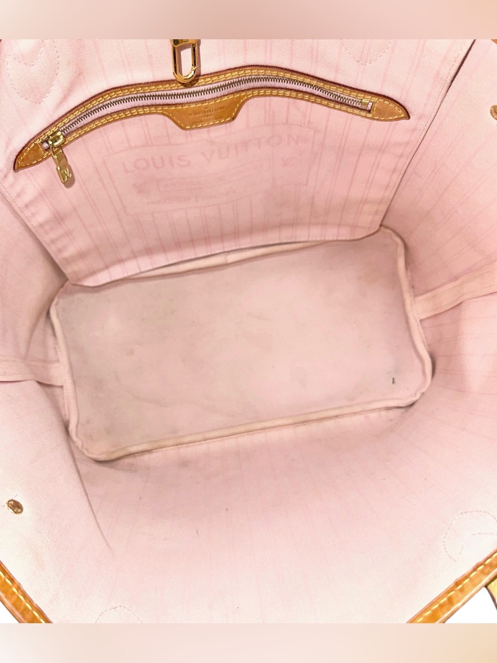 Louis Vuitton Damier Azur Pink & Vachetta MM Neverfull Tote Bag - Picture 14 of 16